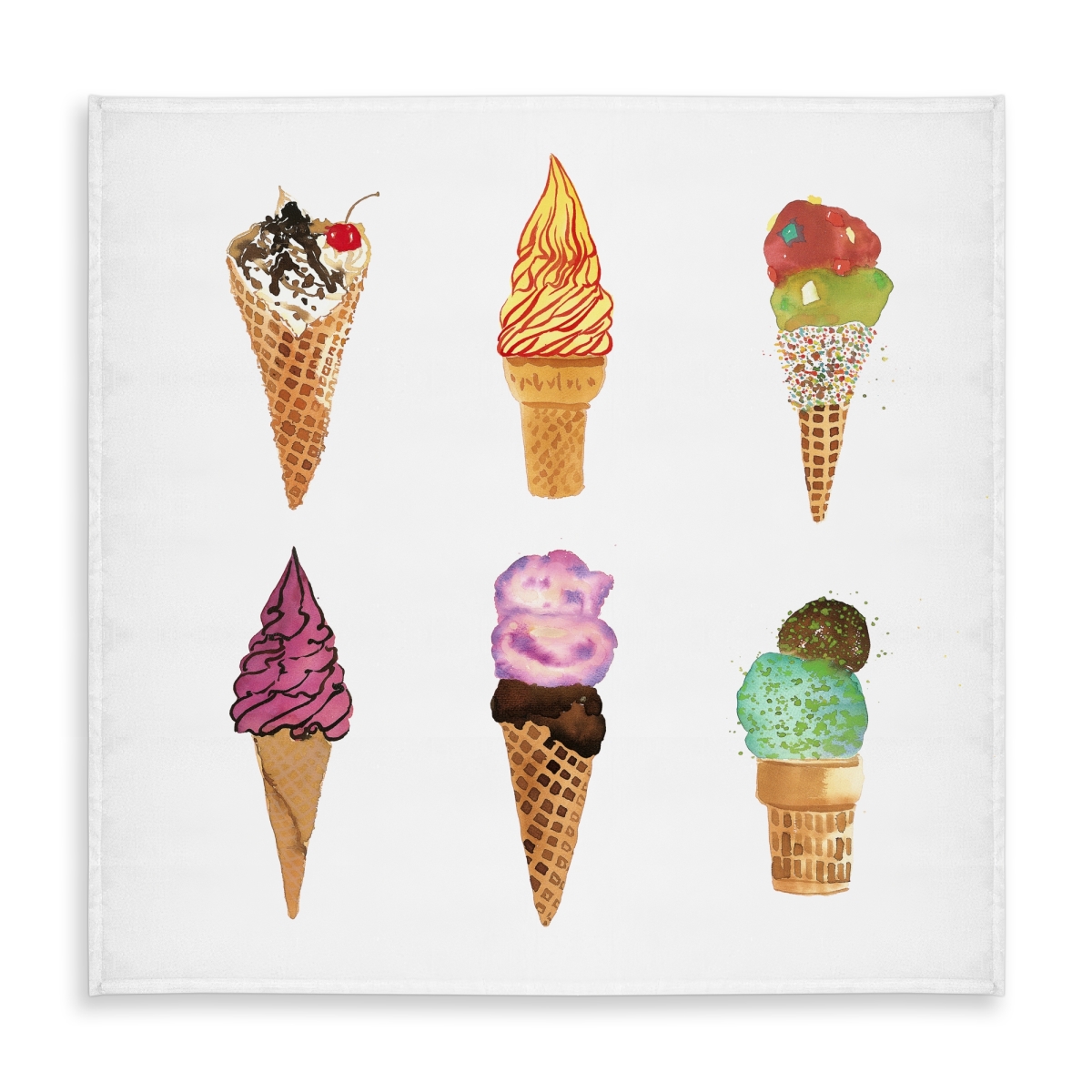 Picture of Begin Home Decor C1TC5858G4VJYG 58 x 58 in. Ice Cream Cones Tablecloth - Indoor & Outdoor Home Decor