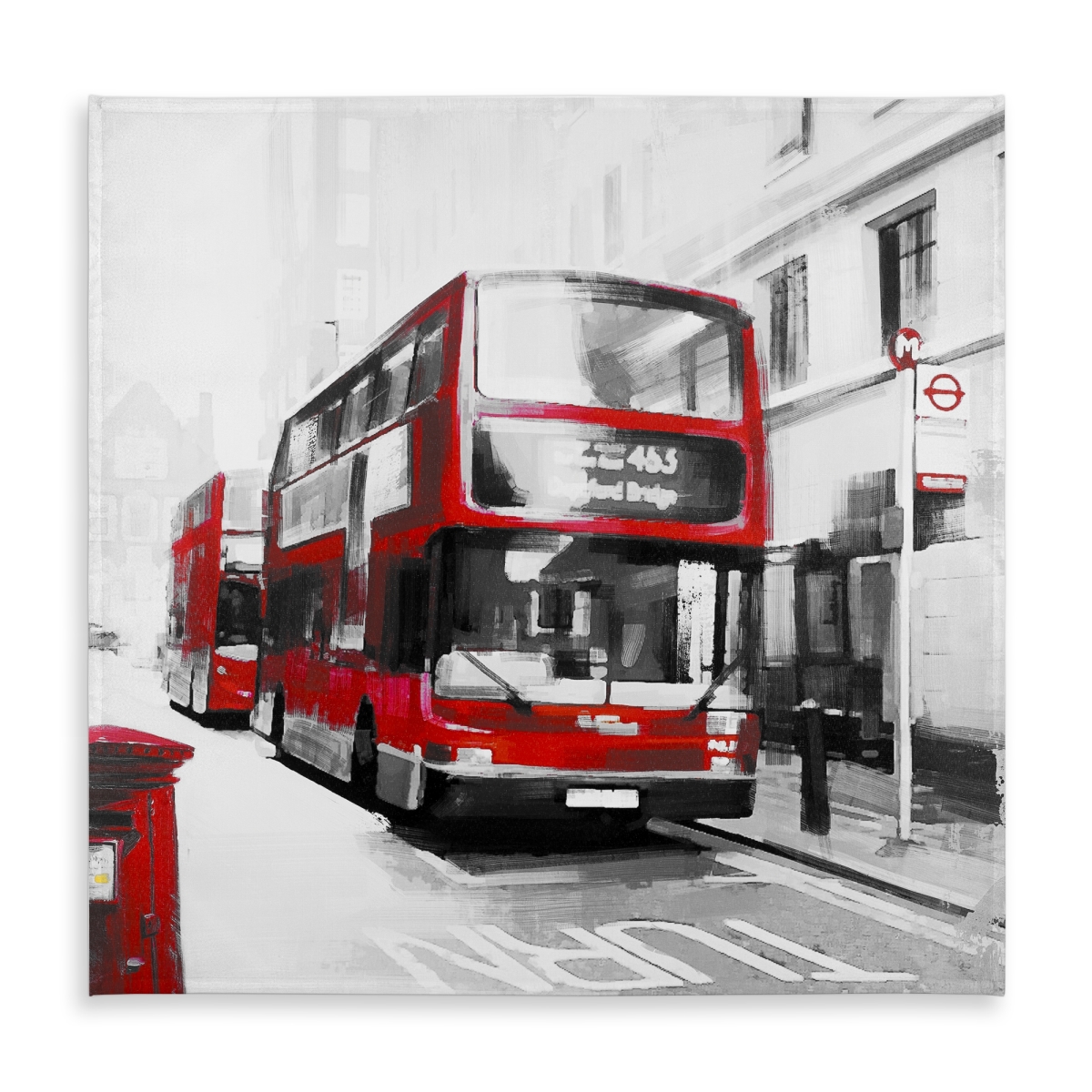 Picture of Begin Home Decor C1TC5858I1Y49H 58 x 58 in. Red Bus Londoner White Tablecloth - Indoor & Outdoor Decor