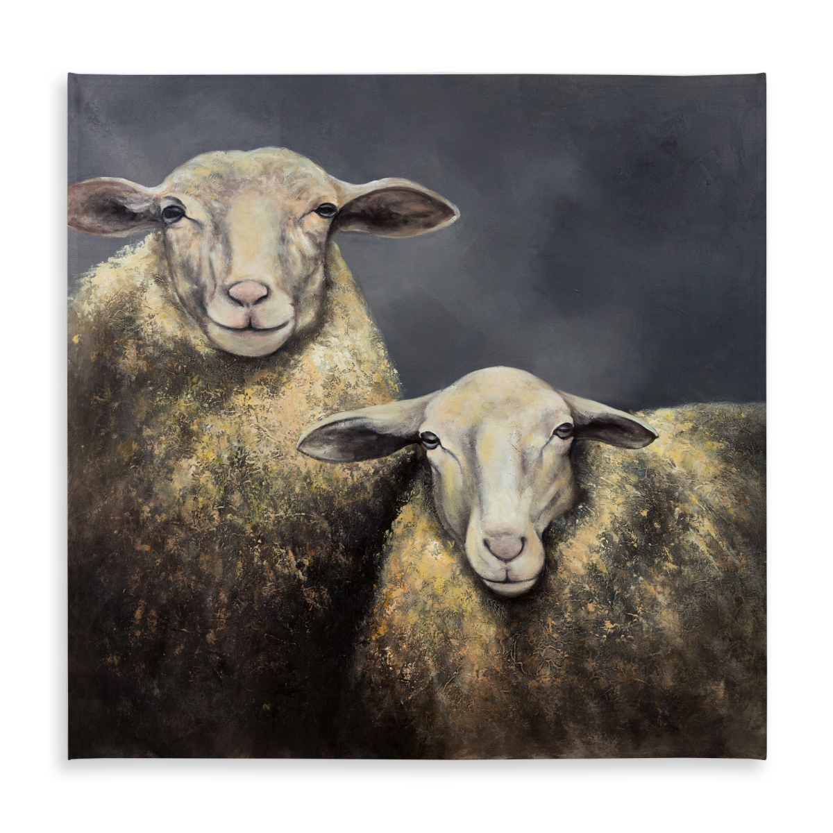Picture of Begin Home Decor C1TC58588TA2CU 58 x 58 in. Two Sheeps Rustic Farm Animals Tablecloth - Indoor & Outdoor Decor