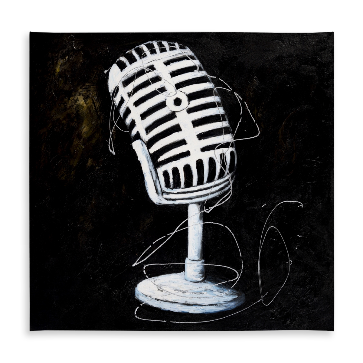 Picture of Begin Home Decor C1TC5858J6ZAUX 58 x 58 in. Microphone Tablecloth - White Man Cave Decor - Indoor & Outdoor