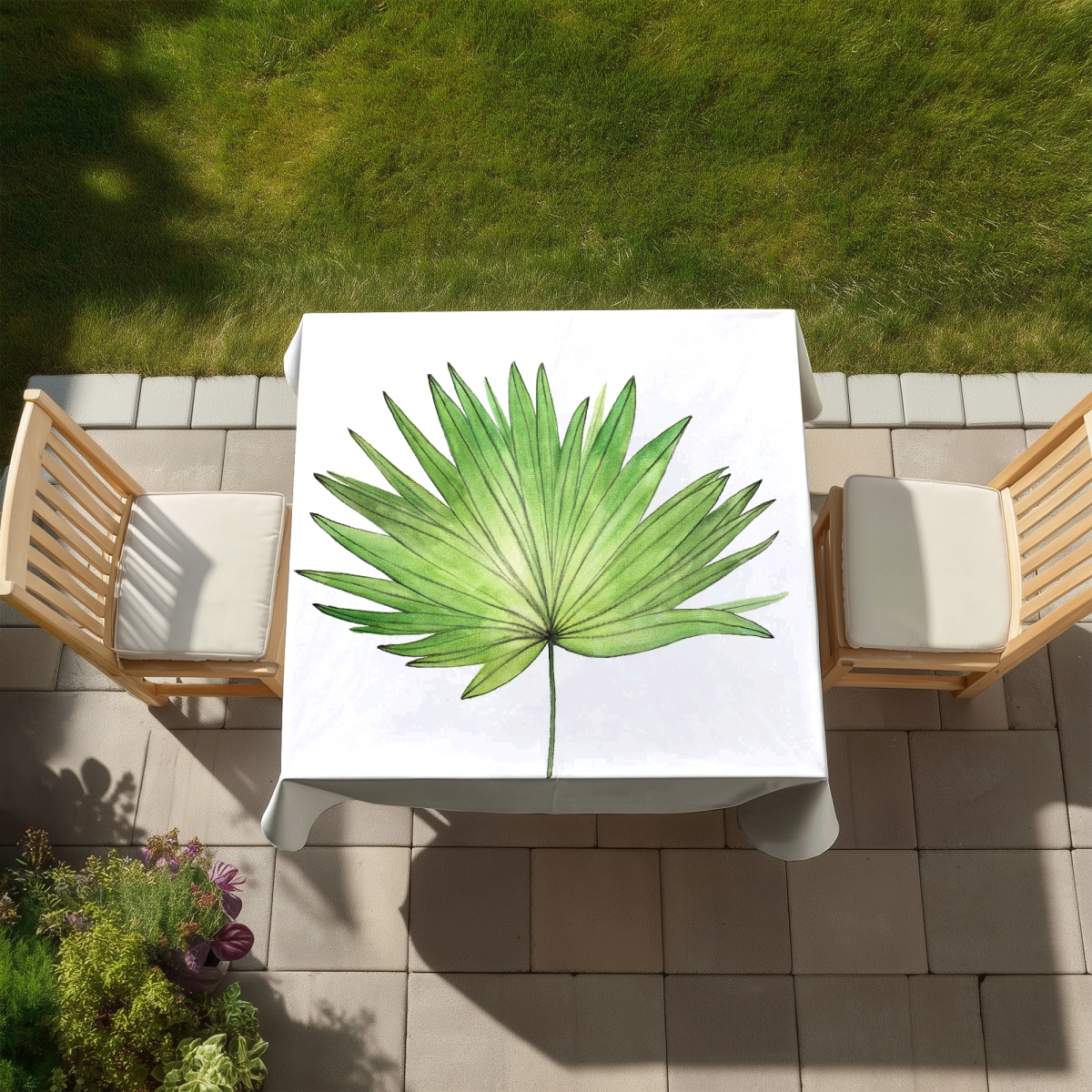 Picture of Begin Home Decor C1TC5858LF9NLY 58 x 58 in. Petticoat Palm Botanical Tablecloth - Indoor & Outdoor Decor