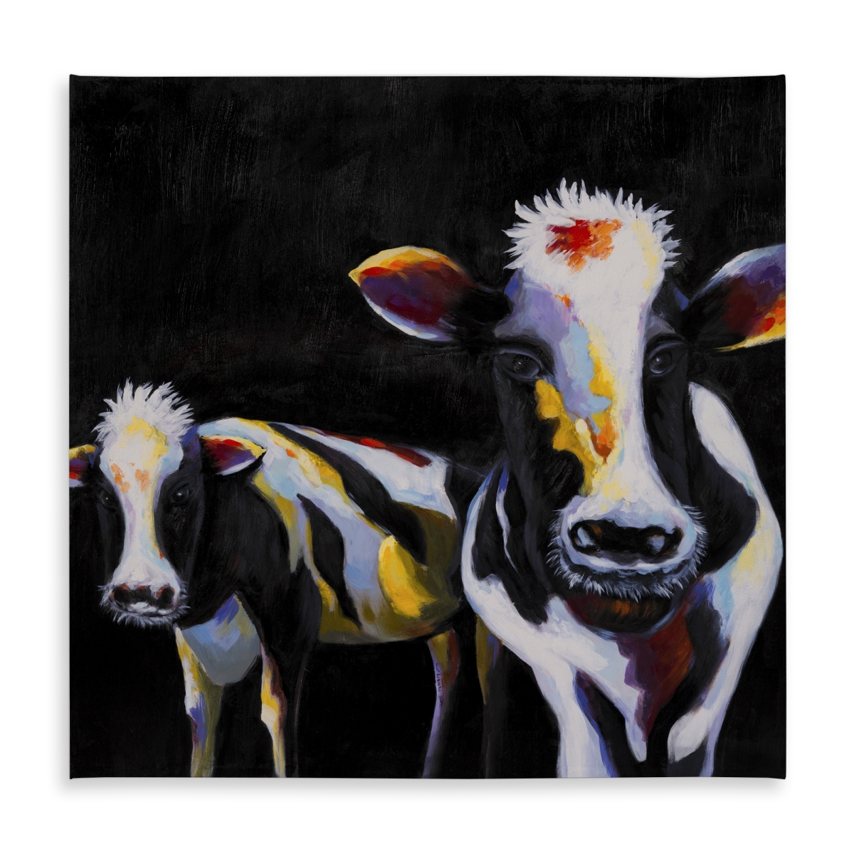 Picture of Begin Home Decor C1TC58587GC7XN 58 x 58 in. White Animals Farm Tablecloth - Two Funny Cows Home Decor