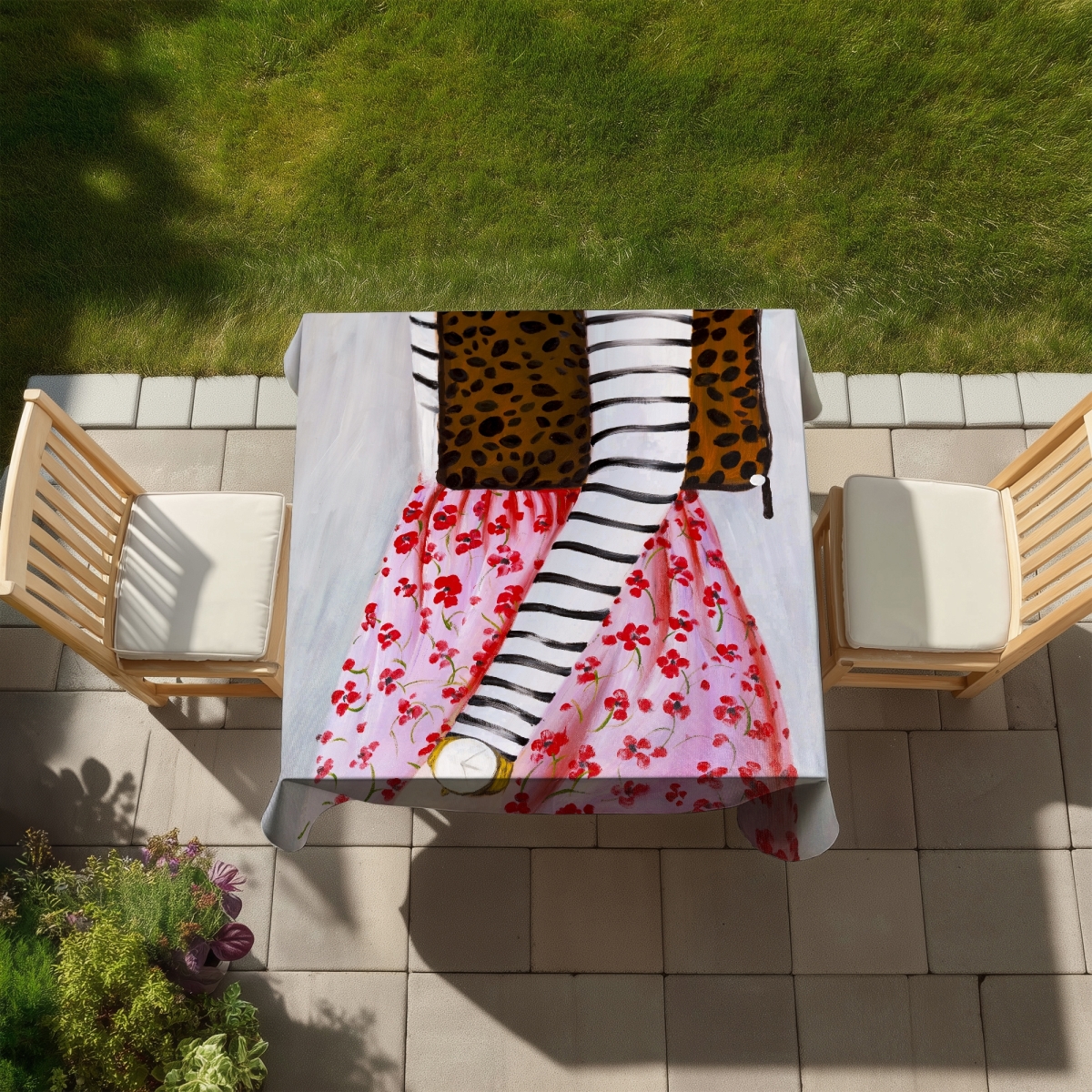 Picture of Begin Home Decor C1TC5858R0ILZ7 58 x 58 in. Fashionable Woman Tablecloth - Indoor & Outdoor Home Decor