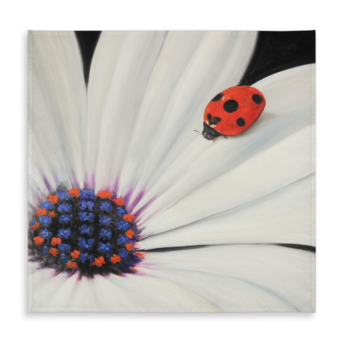 Picture of Begin Home Decor C1TC58584UGKS2 58 x 58 in. White Daisy & Ladybug Tablecloth - Romantic Floral Decor