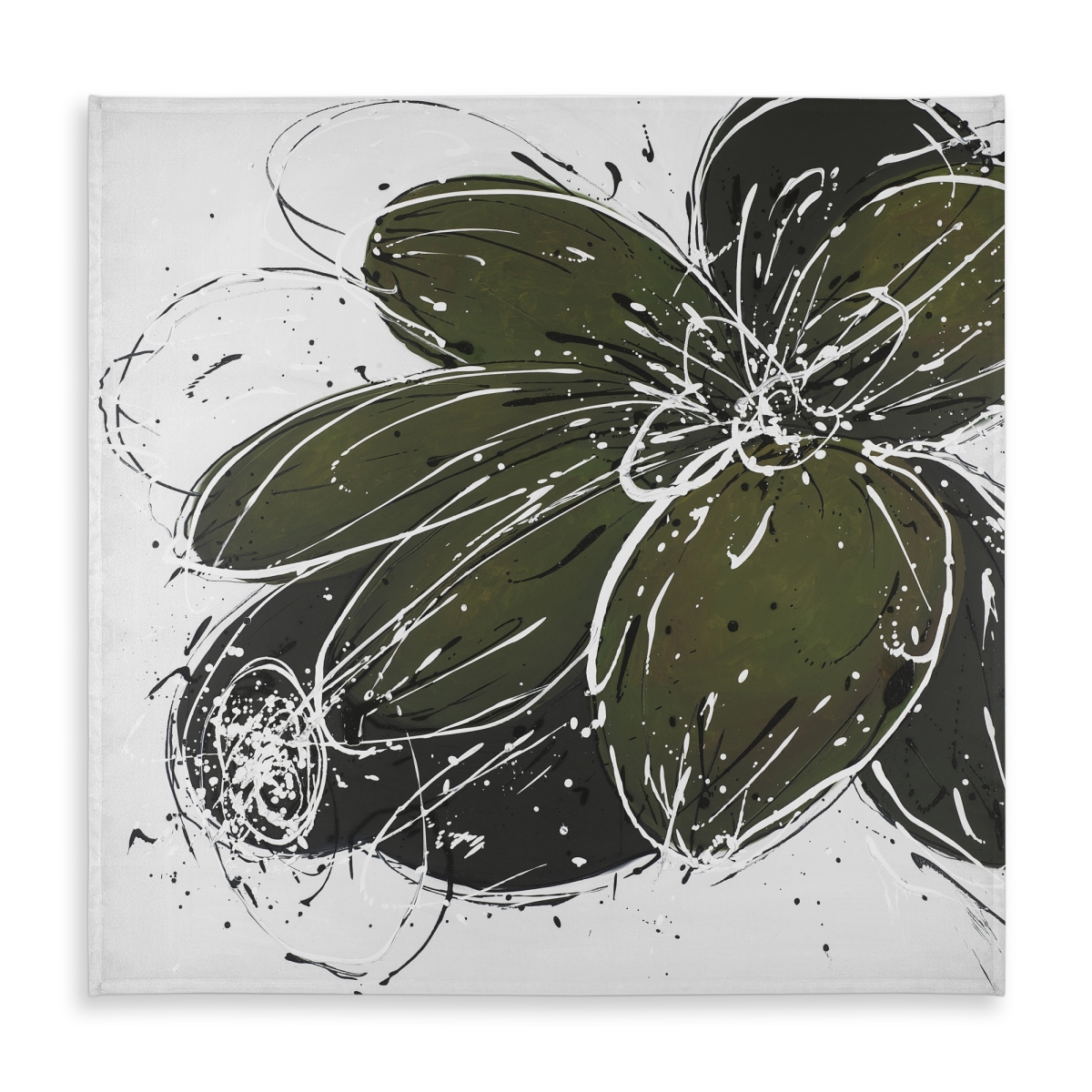 Picture of Begin Home Decor C1TC5858ZE71SH 58 x 58 in. White Floral Tablecloth - Green Flower Splash - Indoor & Outdoor