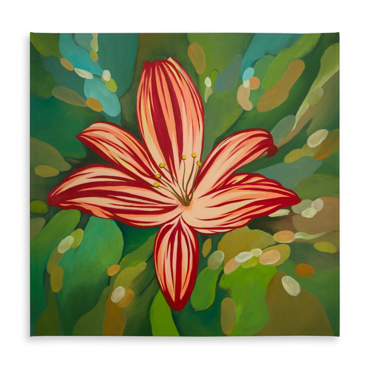 Picture of Begin Home Decor C1TC5858P88JV7 58 x 58 in. Botanical Red Tiger Lily Tablecloth - Indoor & Outdoor Decor