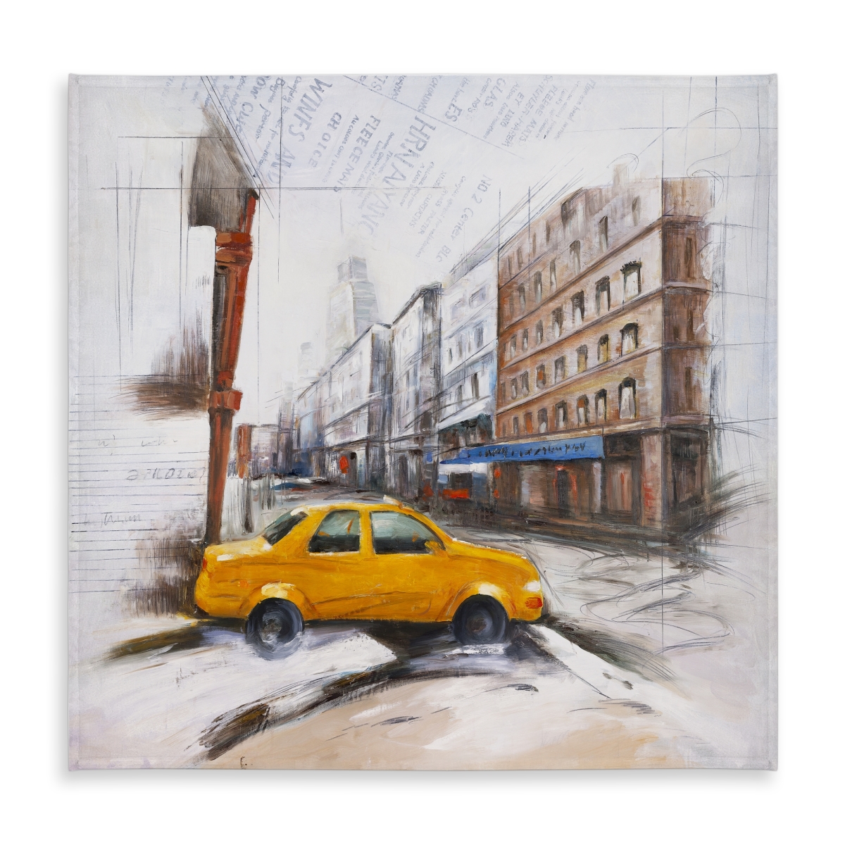 Picture of Begin Home Decor C1TC5858Q6J6QC 58 x 58 in. Industrial Cities Brown Tablecloth - Taxi in the Street Sketch