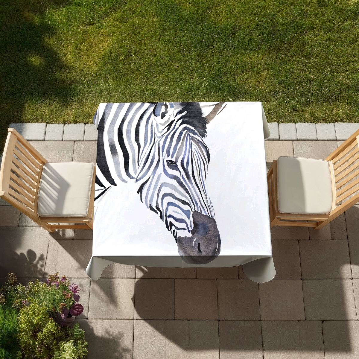 Picture of Begin Home Decor C1TC5858IJ6YY0 58 x 58 in. Zebra Wildlife Tablecloth - Indoor & Outdoor Home Decor