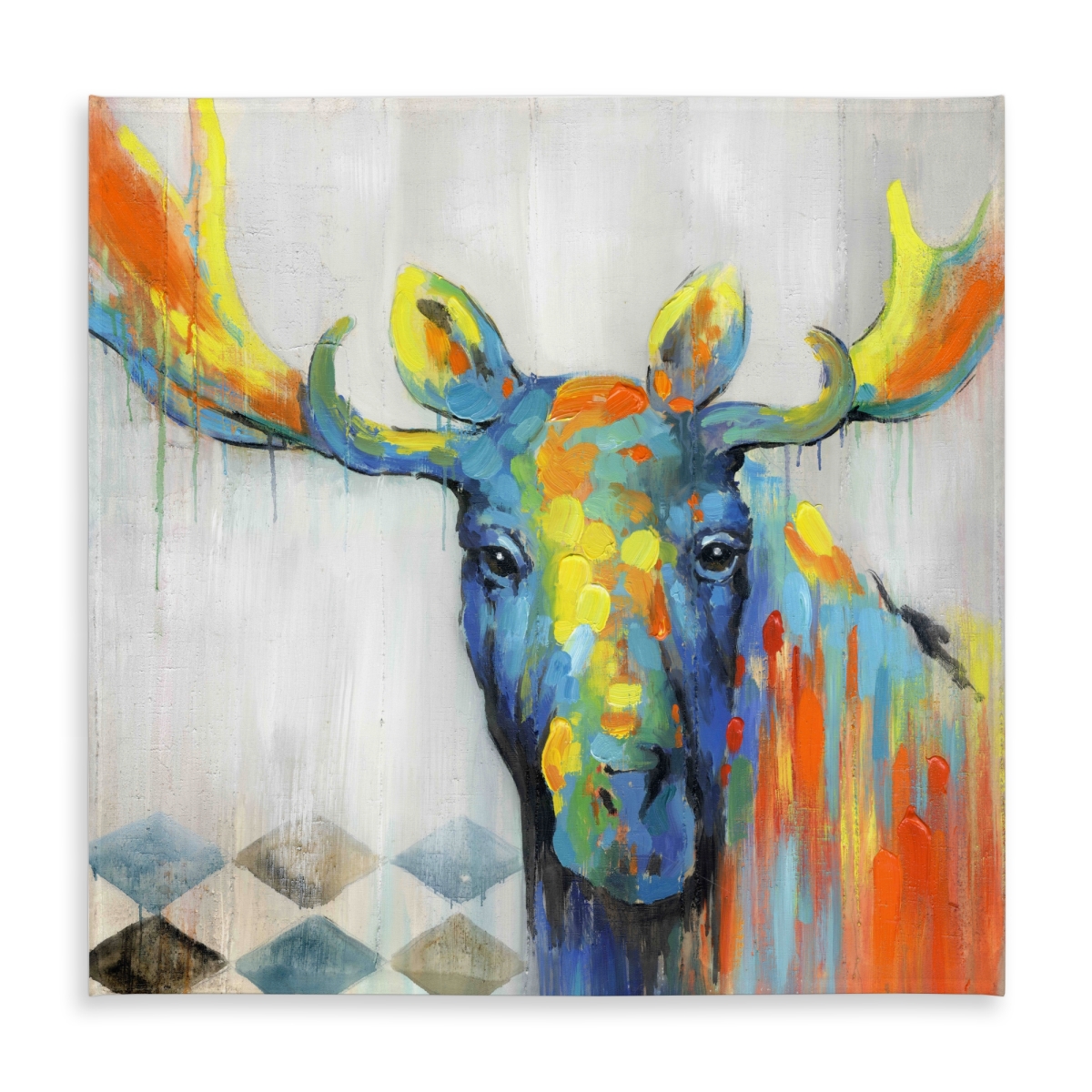 Picture of Begin Home Decor C1TC5858XNESEB 58 x 58 in. Colorful Moose Tablecloth - Blue Indoor & Outdoor Home Decor