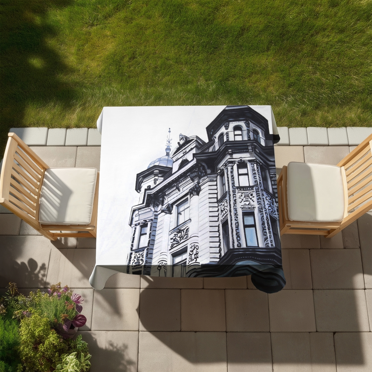Picture of Begin Home Decor C1TC58588ALABG 58 x 58 in. Blue Monochrome Tablecloth - Historic Apartment Home Decor
