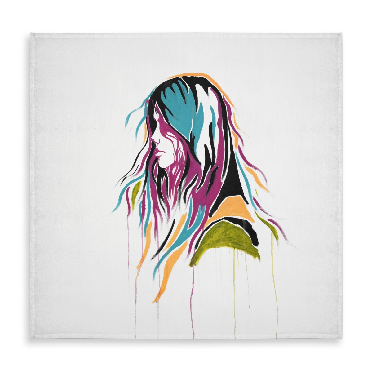 Picture of Begin Home Decor C1TC5858TGTWDT 58 x 58 in. Pink Retro Shapes Tablecloth - Graffiti Street Art Woman Decor