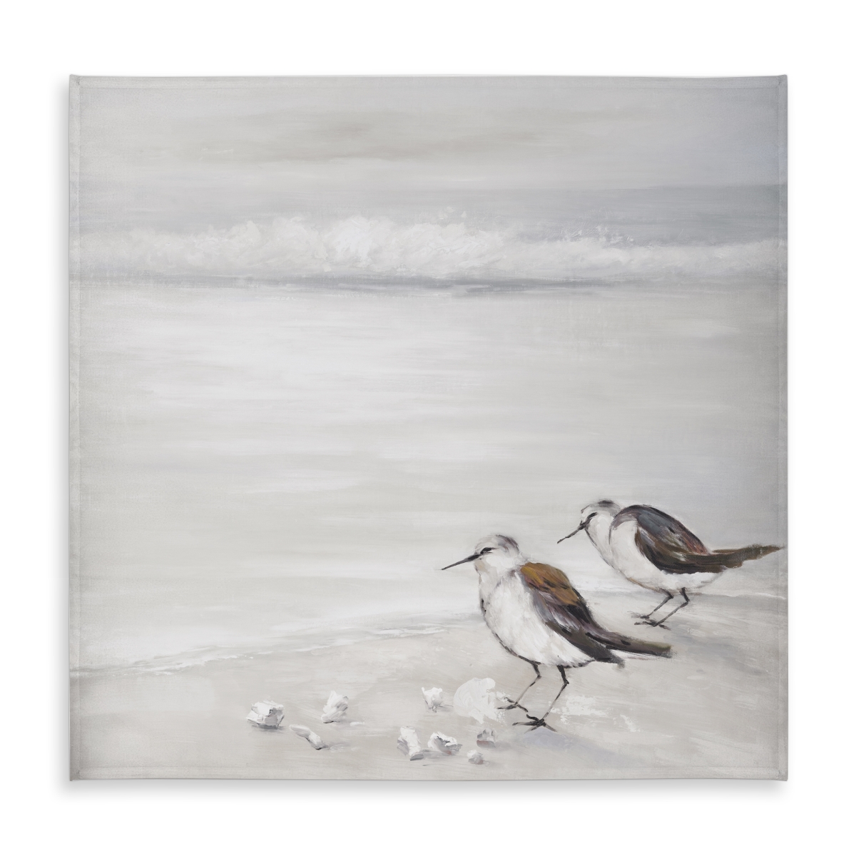 Picture of Begin Home Decor C1TC58584LN81W 58 x 58 in. Bathroom Marine Animals Tablecloth - Two Sandpipers Birds Decor