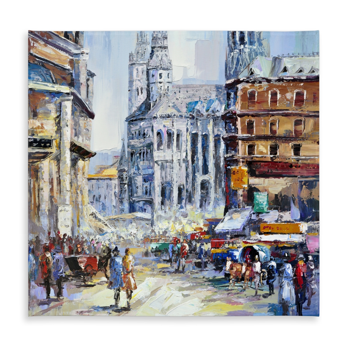 Picture of Begin Home Decor C1TC5858RWIGUG 58 x 58 in. Busy Street Sunny Day Tablecloth - Indoor Outdoor Home Decor