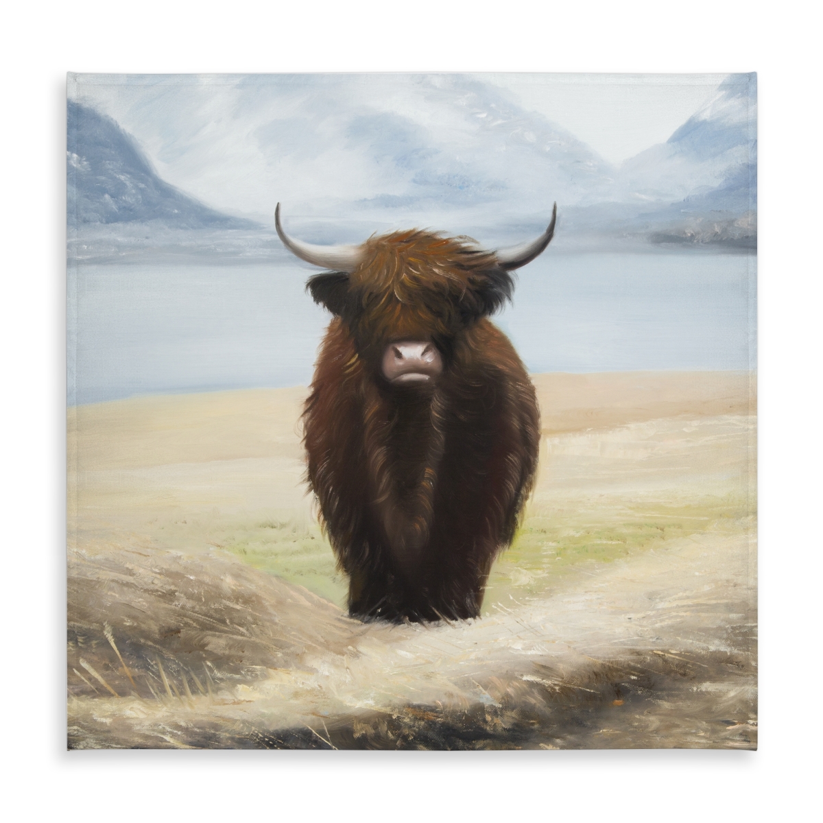 Picture of Begin Home Decor C1TC5858BRKYQK 58 x 58 in. Highland Cow Tablecloth - Blue Animals Mountains Decor