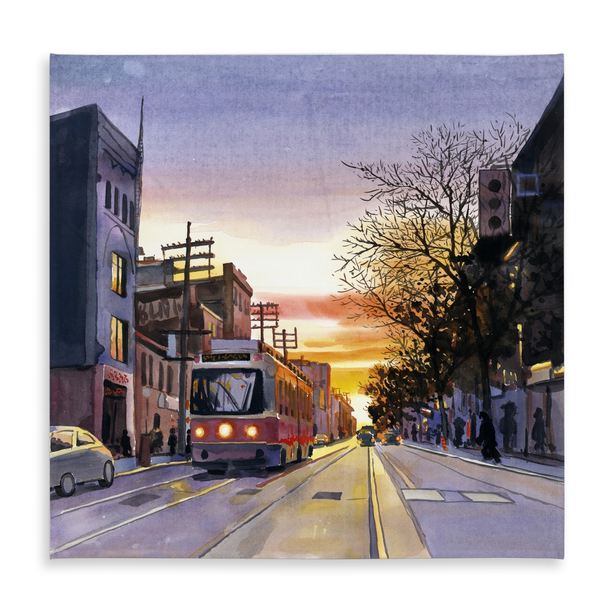 Picture of Begin Home Decor C1TC5858SC2B3O 58 x 58 in. Sunset Streetscape Toronto Tablecloth - Indoor & Outdoor Decor