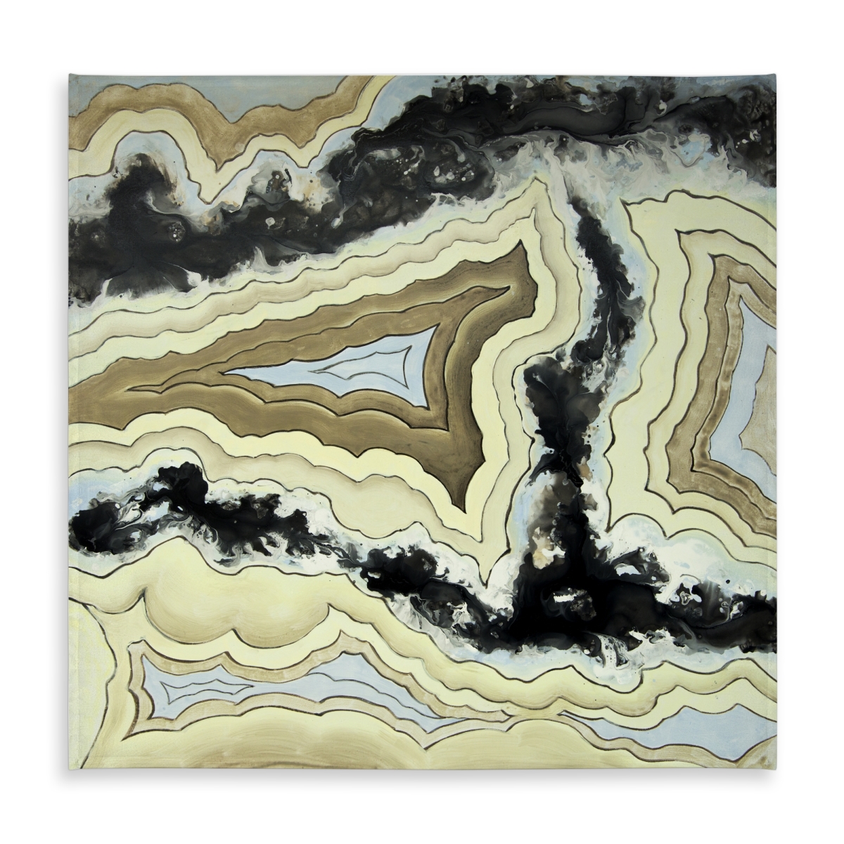 Picture of Begin Home Decor C1TC5858UPYOT9 58 x 58 in. Lace Agate Abstract Tablecloth - Indoor & Outdoor Home Decor