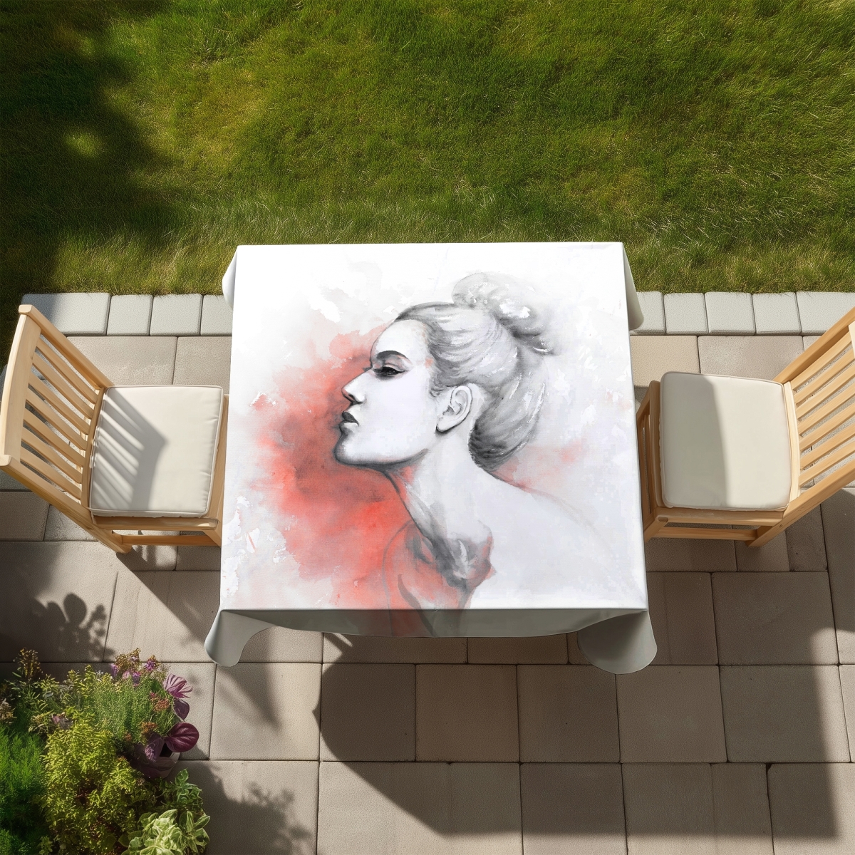 Picture of Begin Home Decor C1TC5858FIZGFH 58 x 58 in. Deliberation Coral Tablecloth - Indoor & Outdoor Home Decor