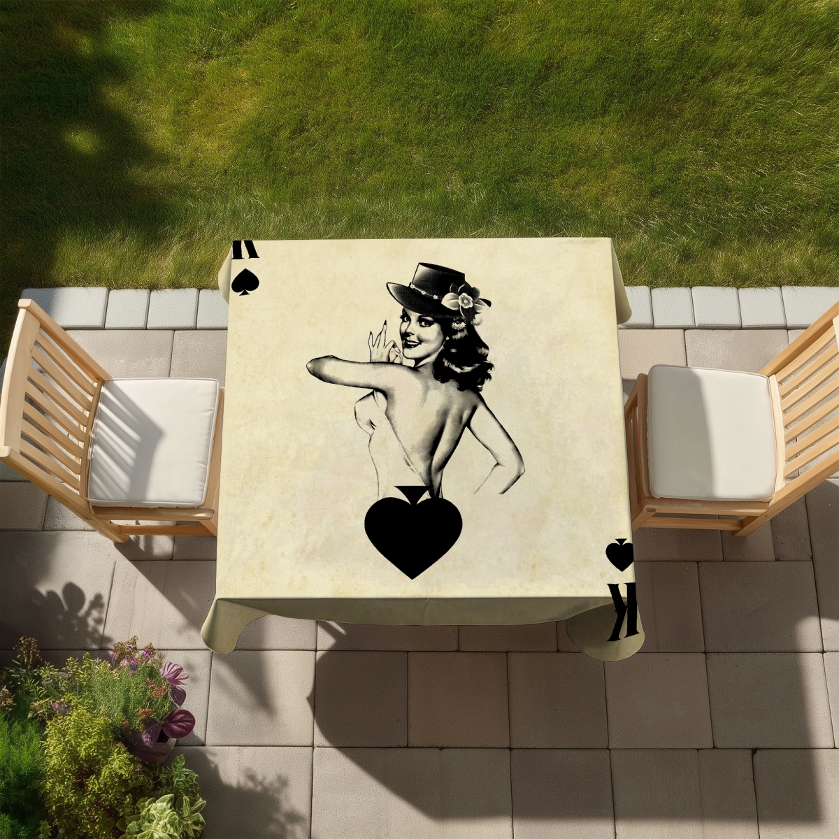 Picture of Begin Home Decor C1TC5858L743H4 58 x 58 in. King of Spades Tablecloth - Man Cave Decor - Indoor & Outdoor