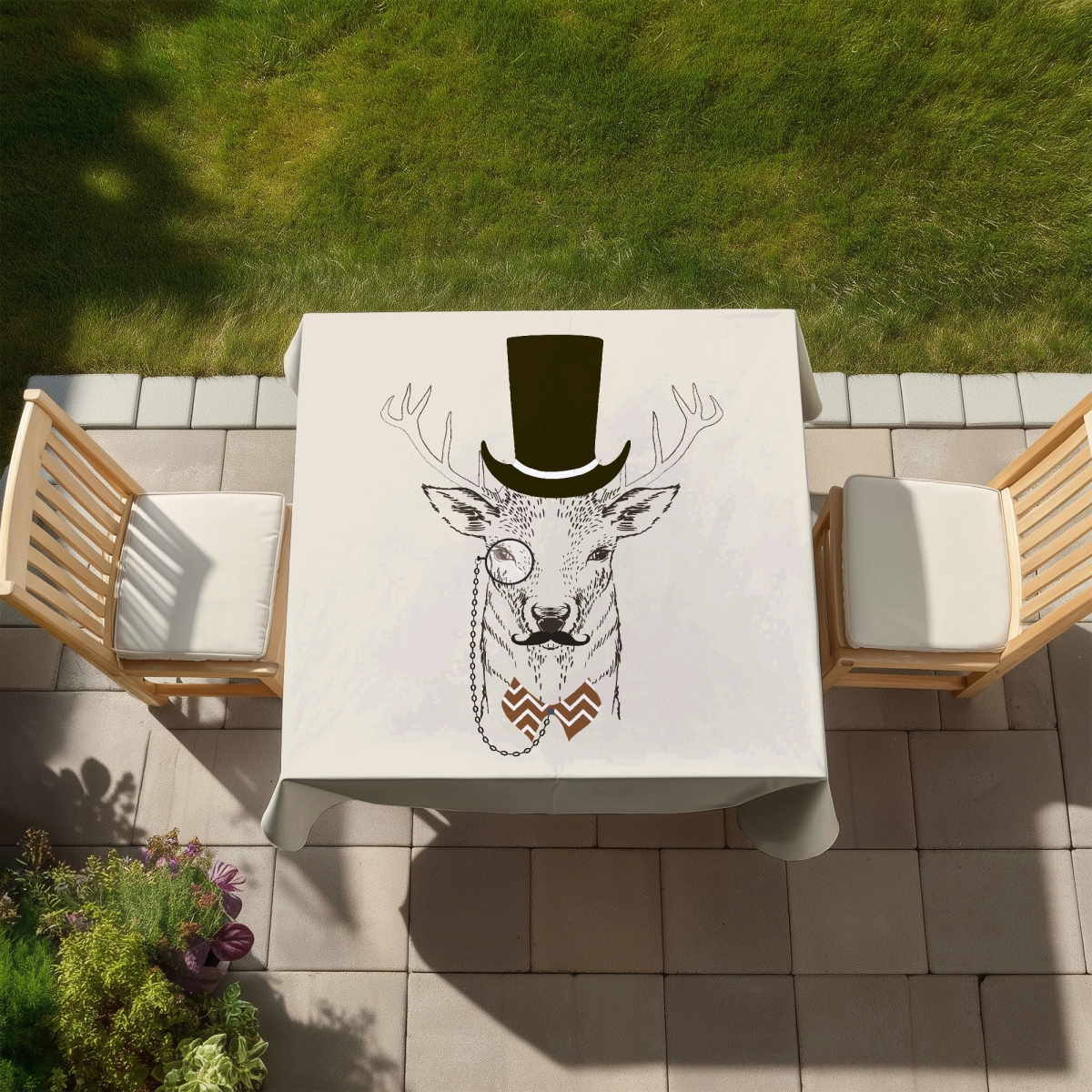 Picture of Begin Home Decor C1TC58582WOAYY 58 x 58 in. Aristocrat Roe Deer Rustic Brown Tablecloth - Indoor & Outdoor