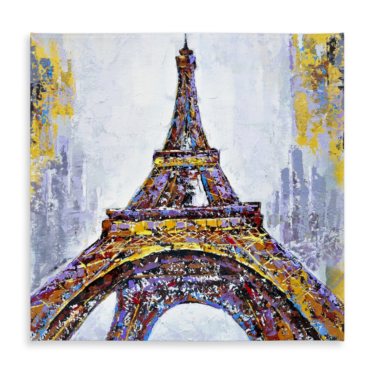 Picture of Begin Home Decor C1TC5858ML724H 58 x 58 in. Yellow Tablecloth - Abstract Eiffel Tower Paint Splash Design