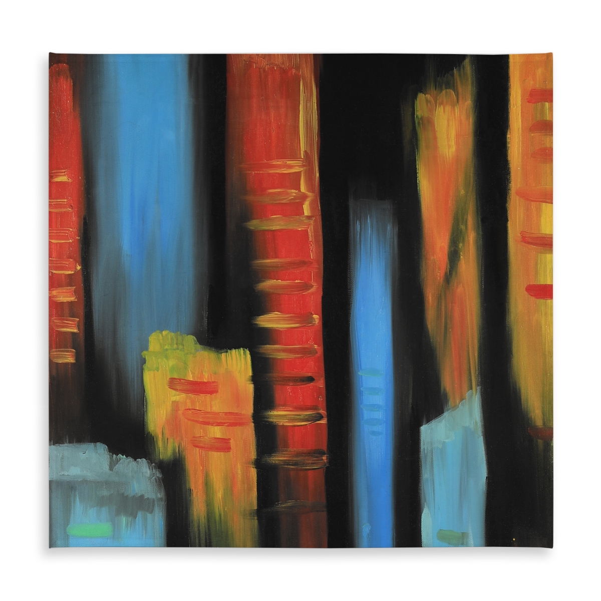 Picture of Begin Home Decor C1TC5858J7NCA9 58 x 58 in. Building Blue Abstract Tablecloth - Indoor & Outdoor Home Decor