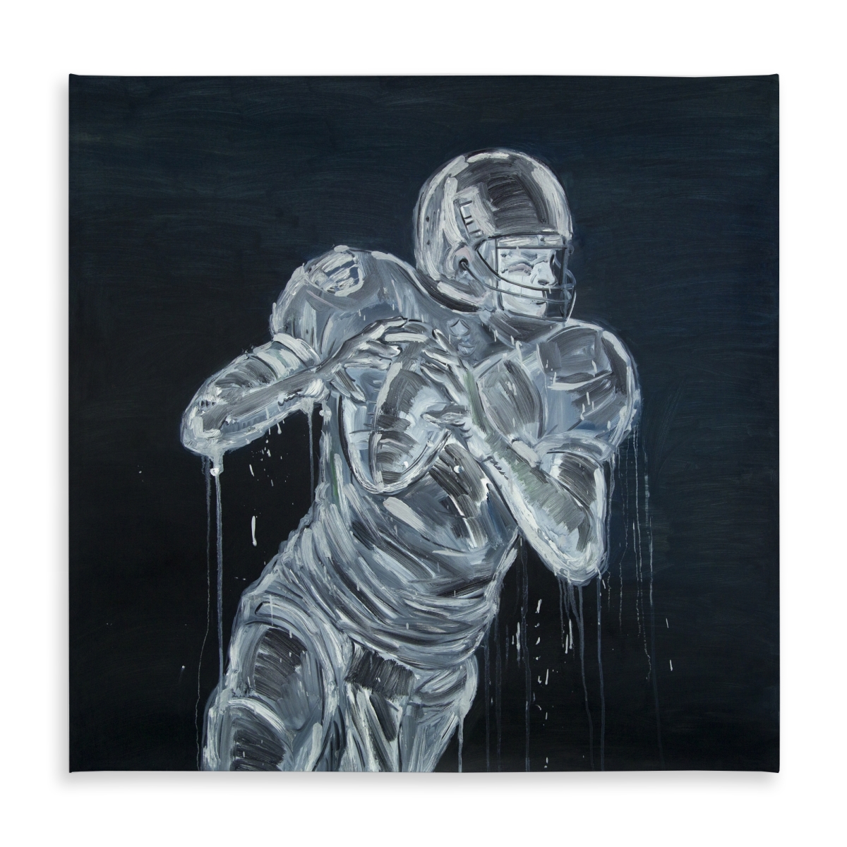Picture of Begin Home Decor C1TC5858UAI3ZE 58 x 58 in. Football Player Tablecloth - Blue American Indoor & Outdoor Decor