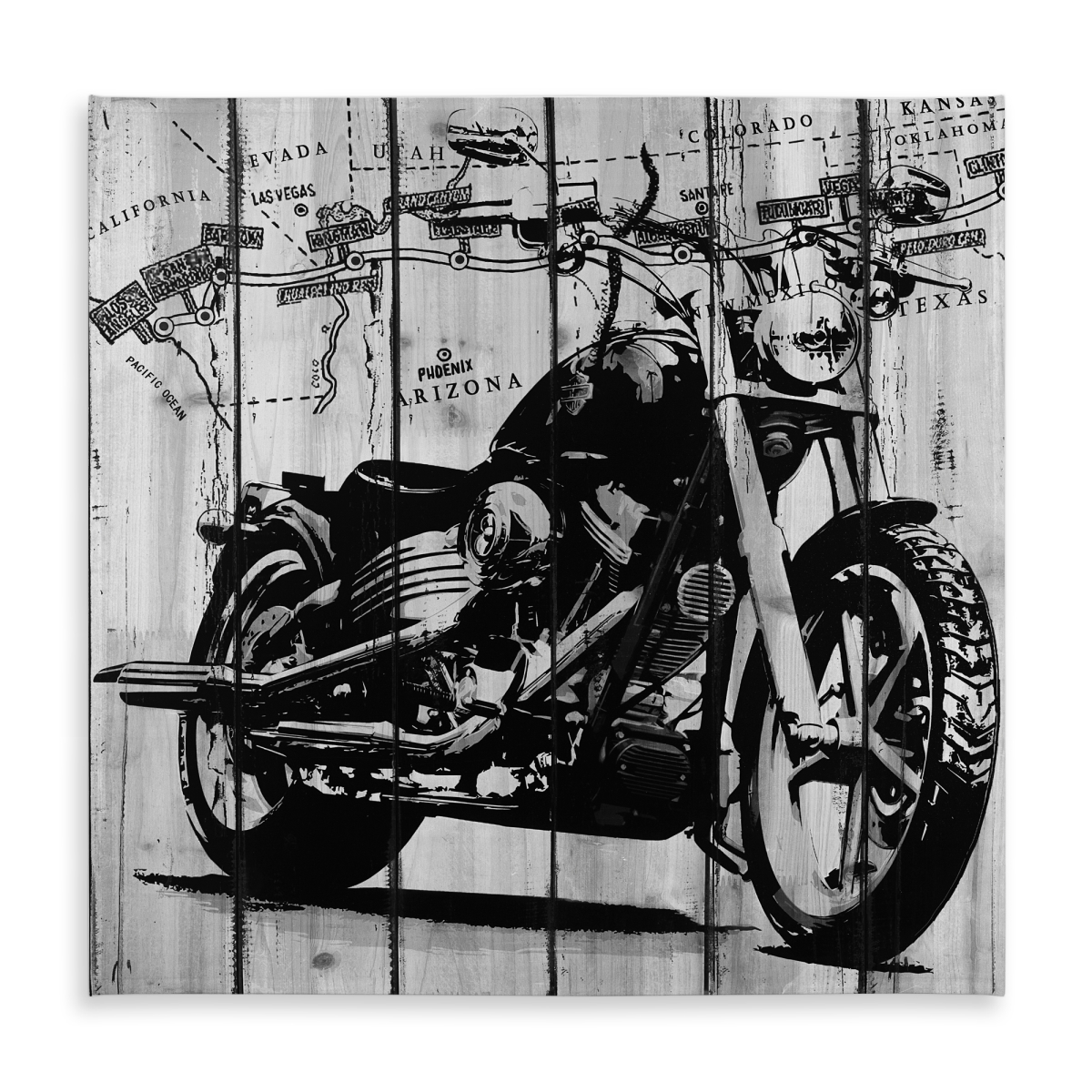 Picture of Begin Home Decor C1TC5858NM3WJU 58 x 58 in. Motorcycle Gray Black Tablecloth - Man Cave Decor Indoor & Outdoor