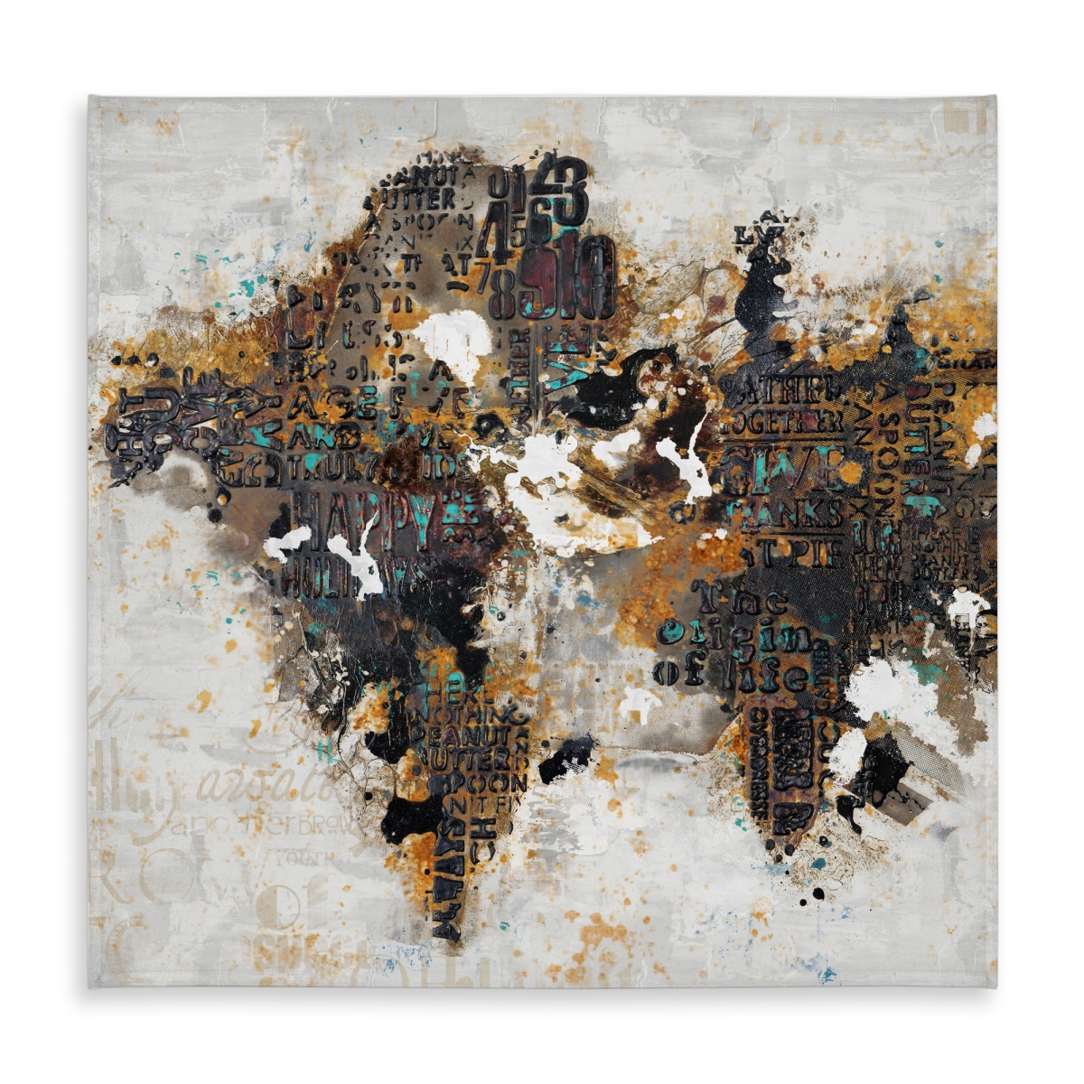 Picture of Begin Home Decor C1TC5858R1N410 58 x 58 in. Satellite View Cities Tablecloth - Abstract World Map Decor