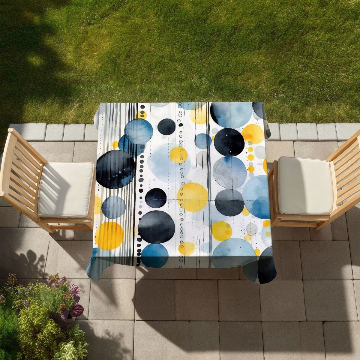 Picture of Begin Home Decor C1TC5858YFMWJG 58 x 58 in. Oceanic Bubbles Abstract Tablecloth - Indoor & Outdoor Decor