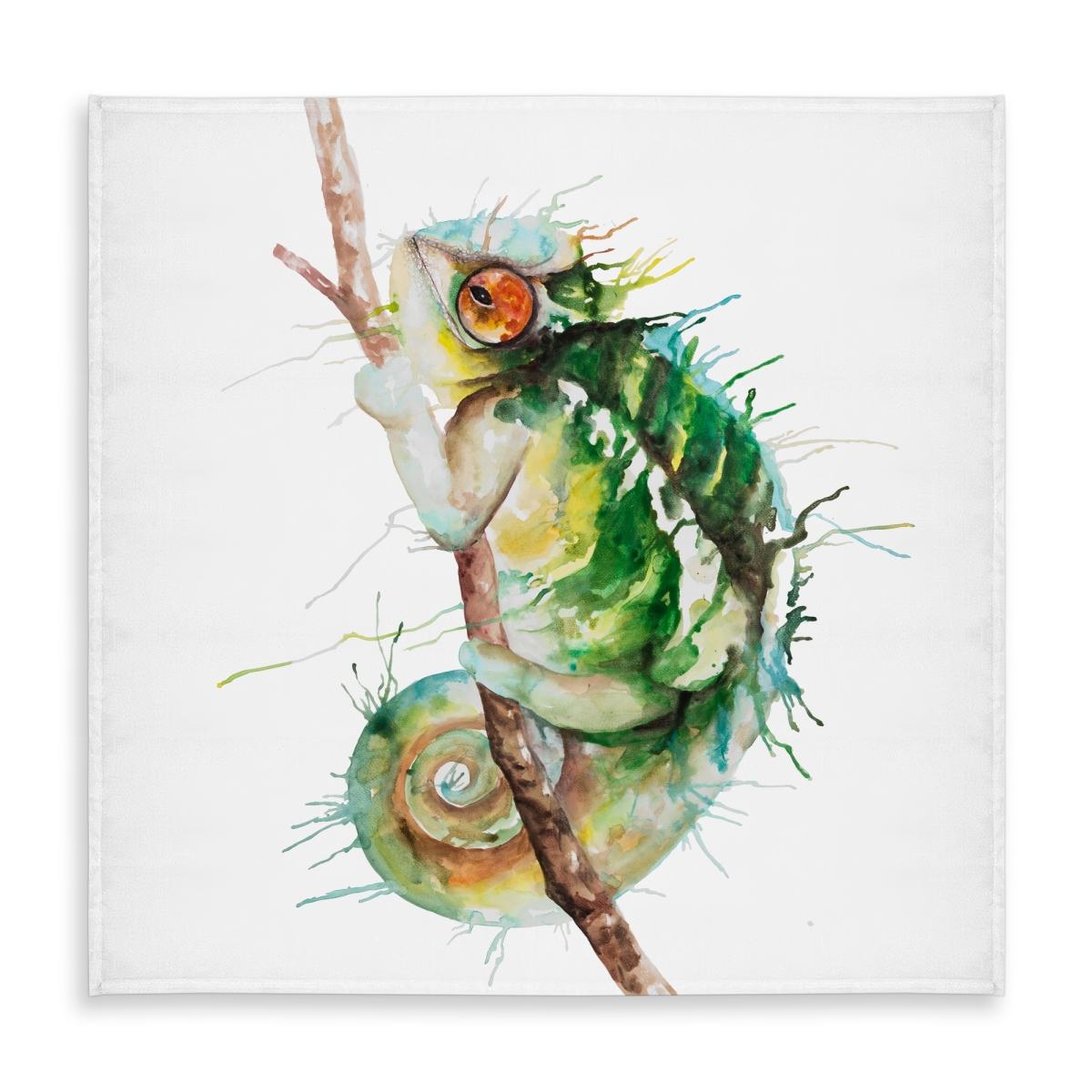 Picture of Begin Home Decor C1TC5858X7C8HD 58 x 58 in. Watercolor Chameleon Tablecloth - Brown Reptile Decor