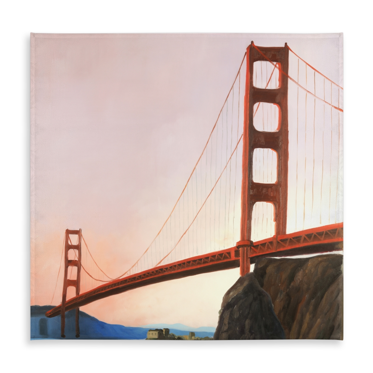 Picture of Begin Home Decor C1TC5858UMJ7BS 58 x 58 in. Pink Contemporary Tablecloth - Sunset on the Golden Gate Bridge