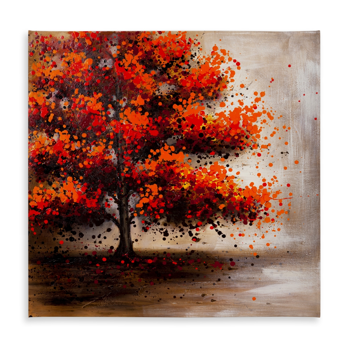 Picture of Begin Home Decor C1TC5858R1SQ6P 58 x 58 in. Bedroom Trees Brown Tablecloth - Tree with Dotted Leaves Decor
