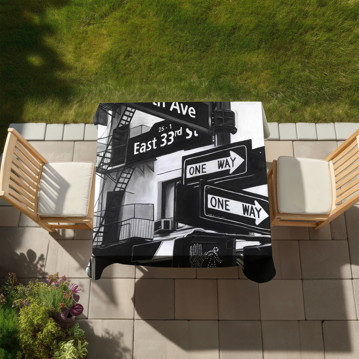 Picture of Begin Home Decor C1TC5858UHKDPC 58 x 58 in. York City Signs Tablecloth - Indoor & Outdoor Home Decor