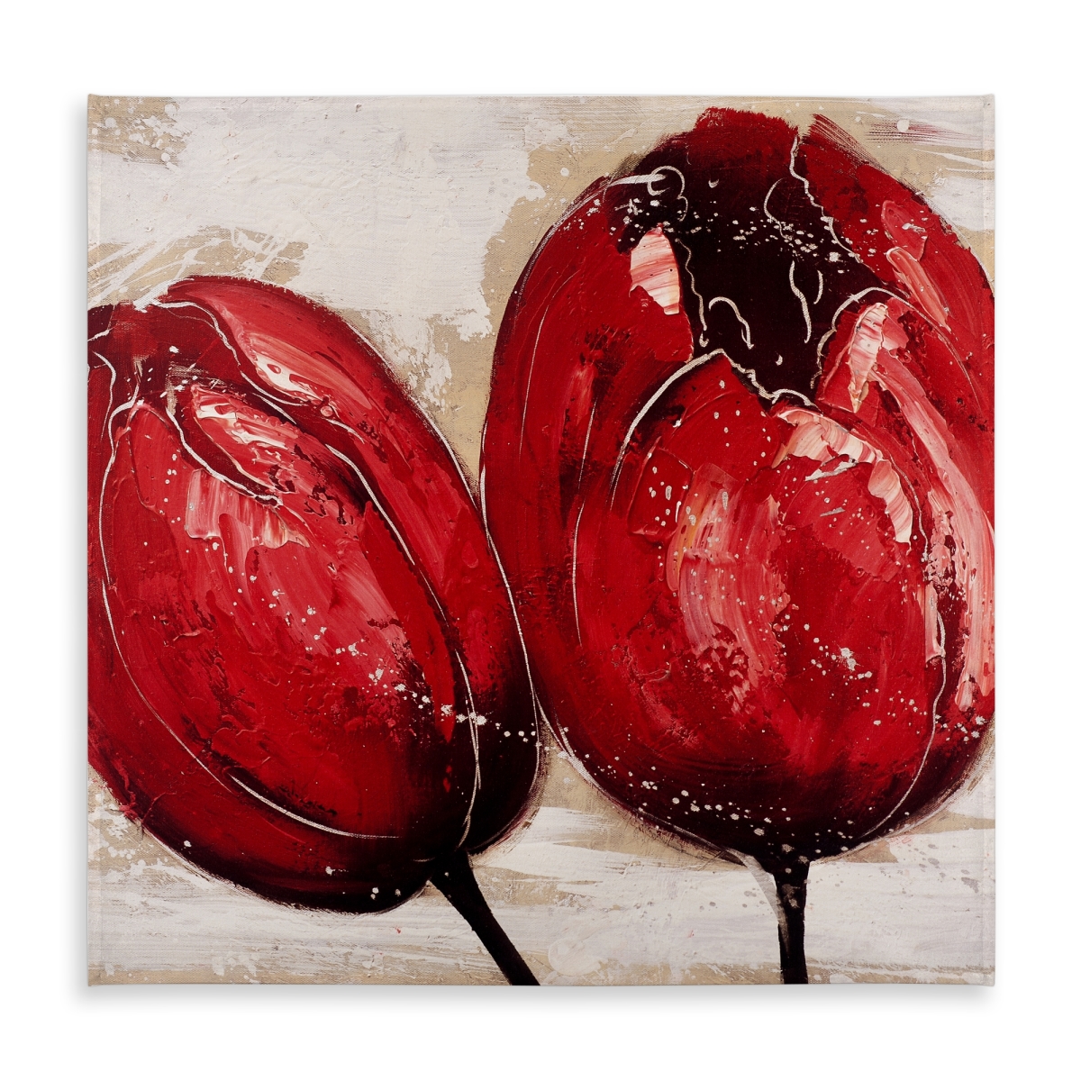 Picture of Begin Home Decor C1TC5858X8ZECH 58 x 58 in. Two Red Tulips Floral Tablecloth - Indoor & Outdoor Home Decor