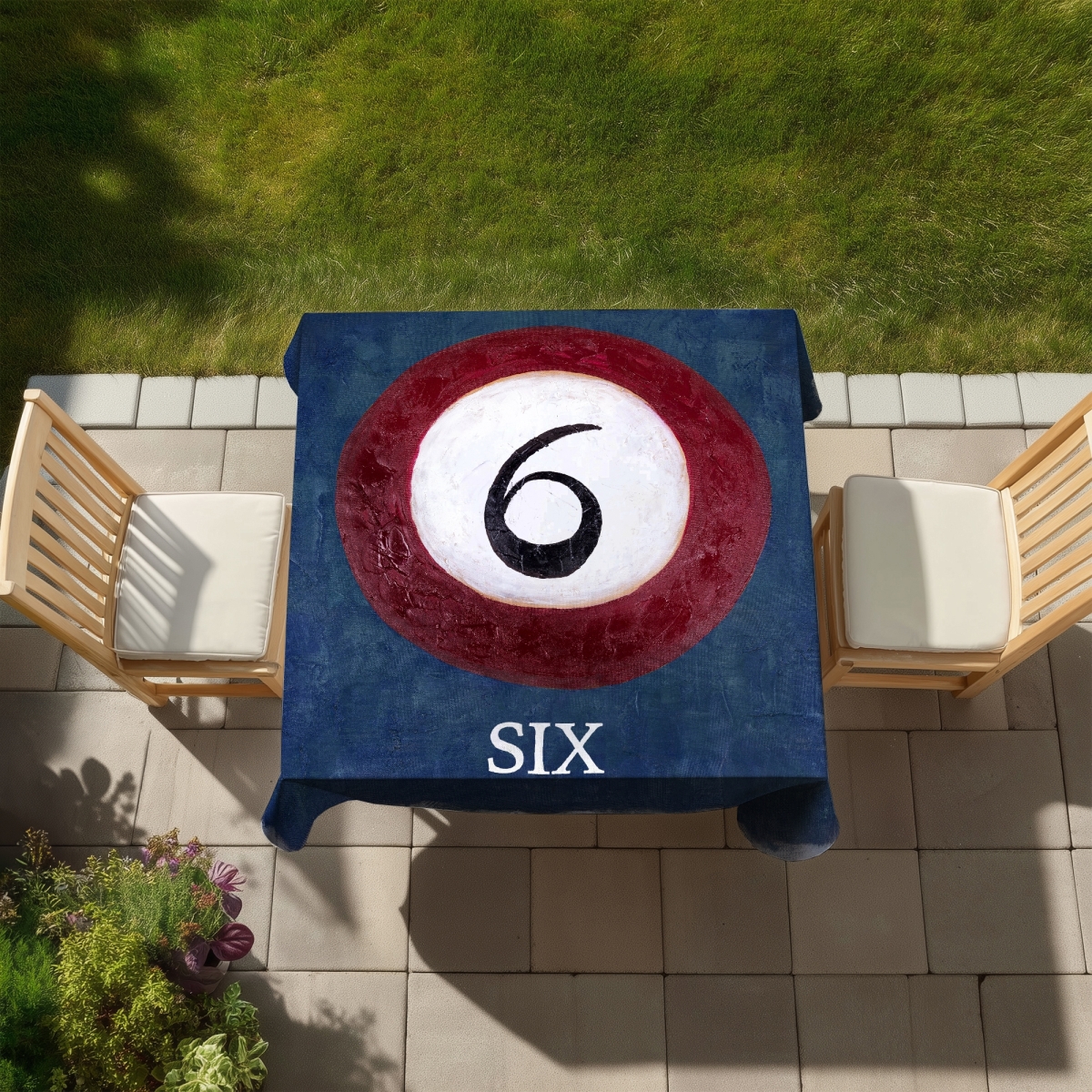 Picture of Begin Home Decor C1TC5858AGCYOW 58 x 58 in. Billiard Ball No6 Tablecloth - Indoor & Outdoor Home Decor