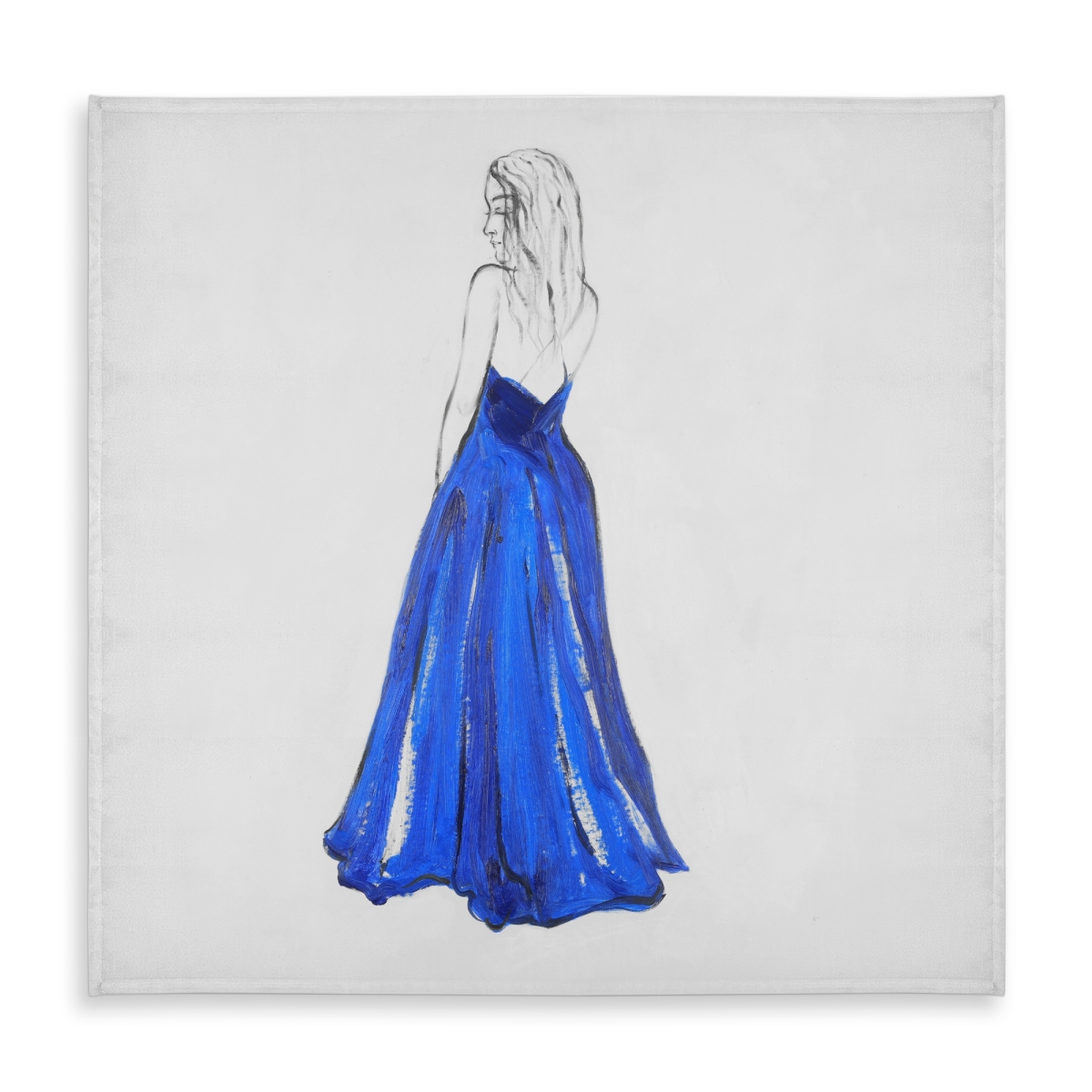 Picture of Begin Home Decor C1TC5858VO55PQ 58 x 58 in. Lady in Blue Tablecloth - Stylish Fashion Decor for Home