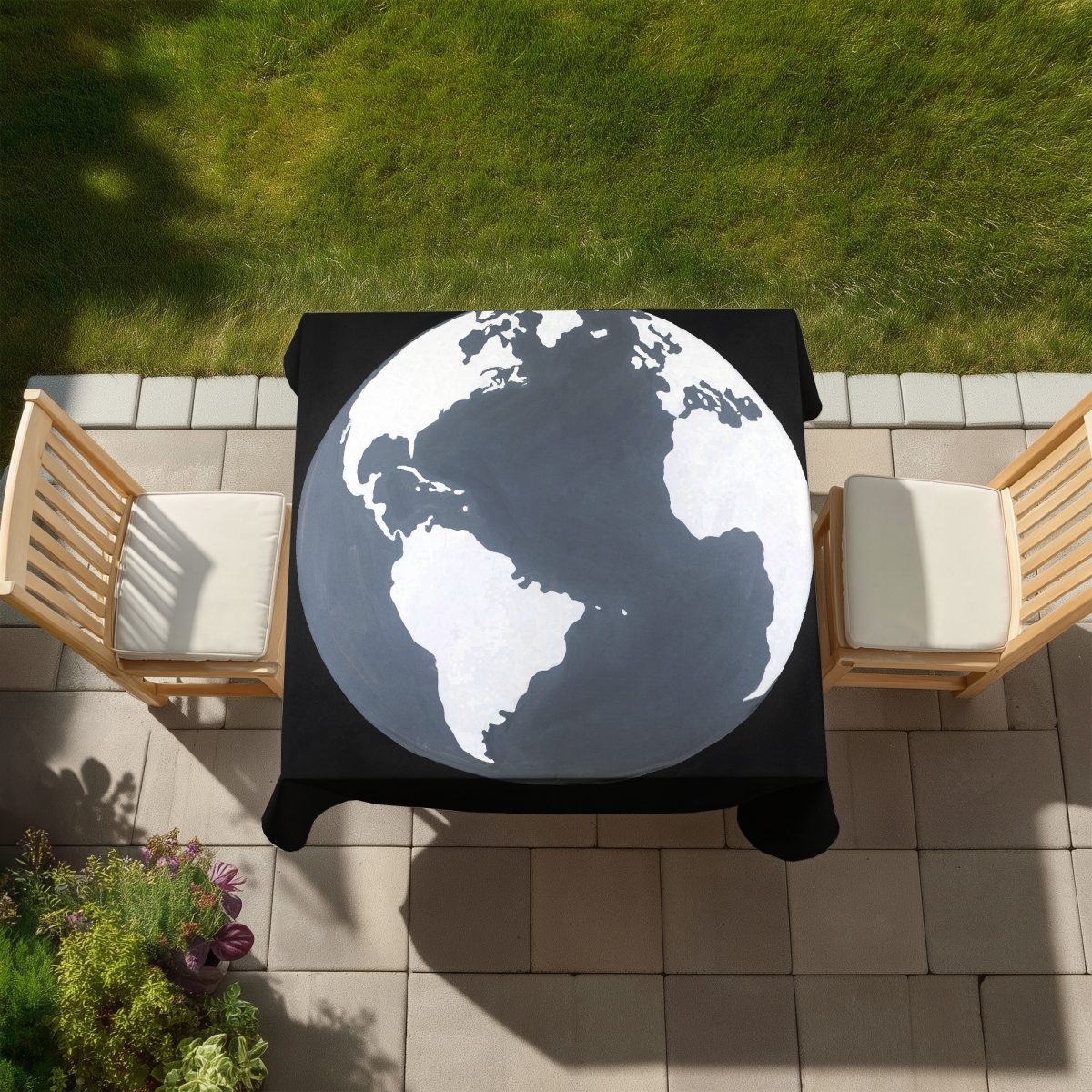 Picture of Begin Home Decor C1TC58588WXR18 58 x 58 in. Earth Satellite View Tablecloth - Scenic Blue Space Decor