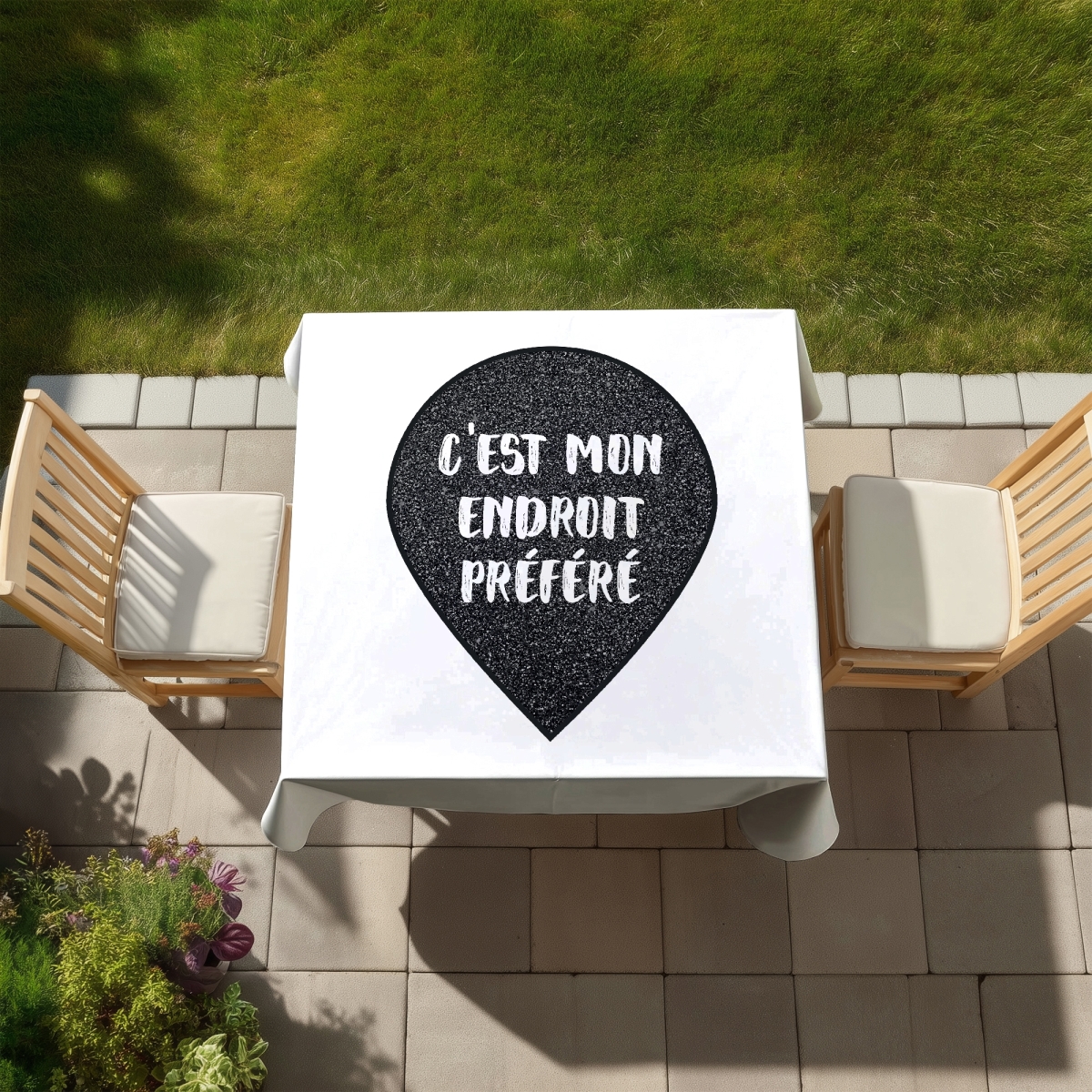 Picture of Begin Home Decor C1TC5858Z9C85D 58 x 58 in. Its My Favorite Spot Tablecloth - Motivational Home Decor
