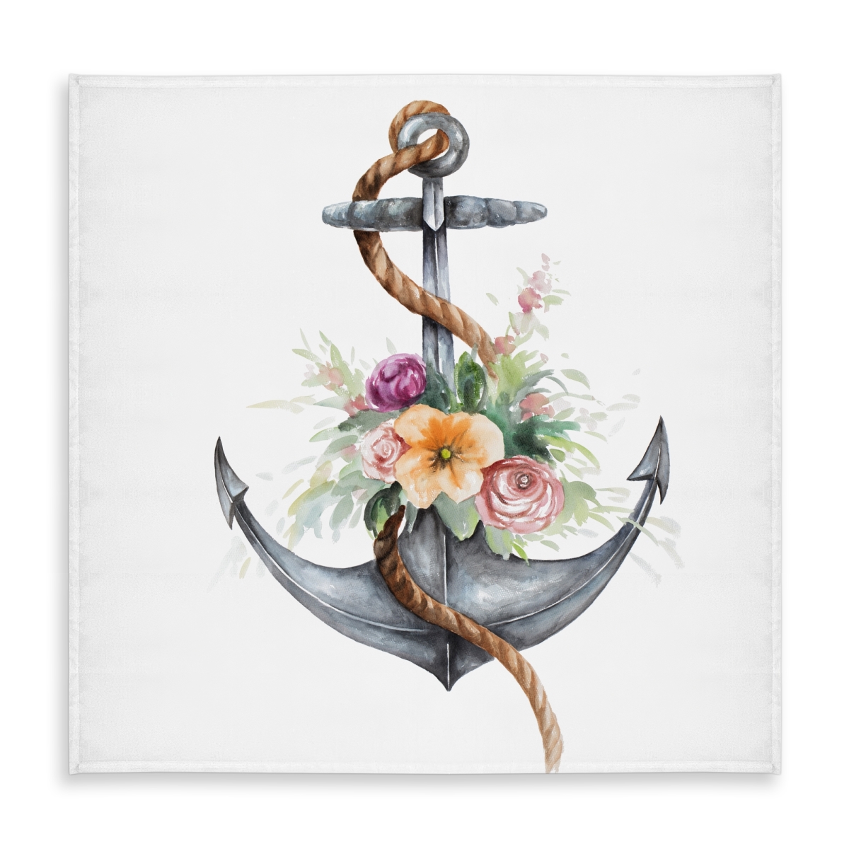 Picture of Begin Home Decor C1TC5858Z6ON7Z 58 x 58 in. Marine Coastal Boat Tablecloth - Anchor & Flower Design Decor