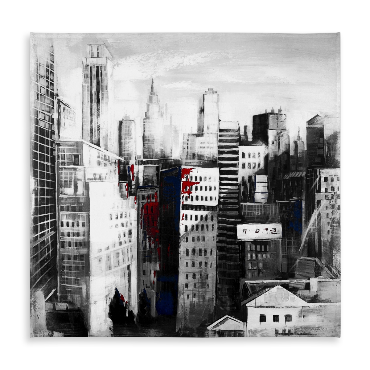 Picture of Begin Home Decor C1TC5858JFPK87 58 x 58 in. Industrial Cities Tablecloth - White City Paint Splash Decor