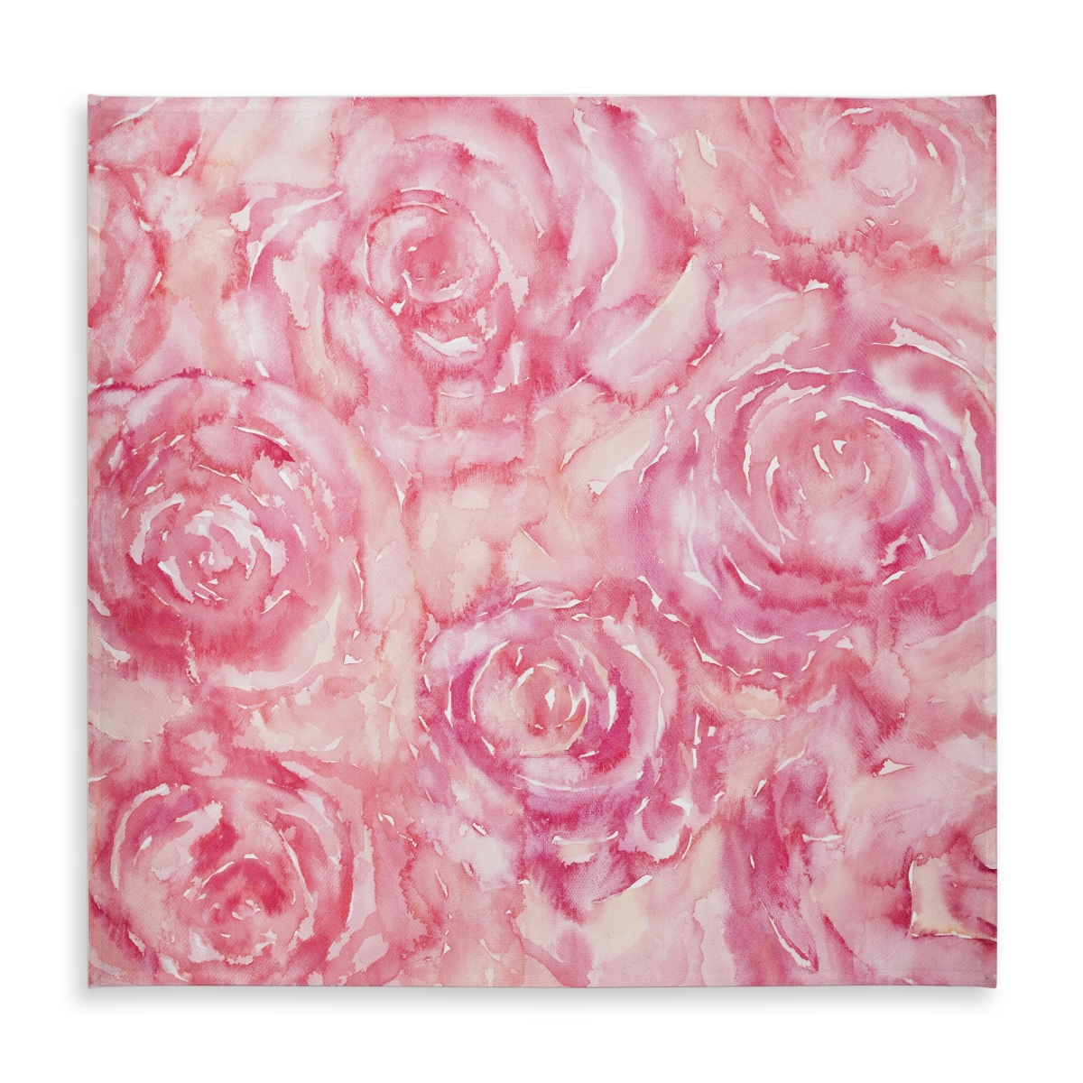 Picture of Begin Home Decor C1TC5858VXQ7E7 58 x 58 in. Romantic Pink Tablecloth - Roses in Watercolor Home Decor