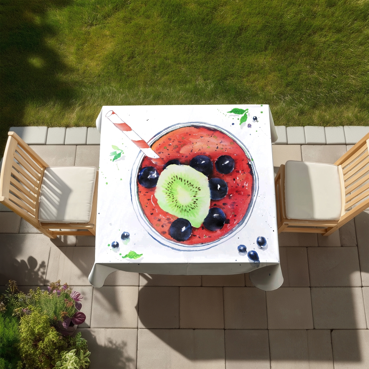 Picture of Begin Home Decor C1TC5858LIO6QB 58 x 58 in. Berry Smoothies Tablecloth - Indoor & Outdoor Home Decor