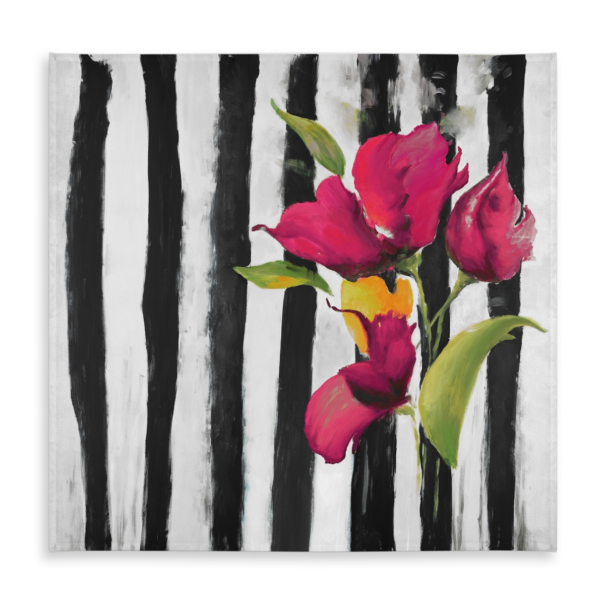 Picture of Begin Home Decor C1TC5858KDMDTD 58 x 58 in. Botanical Tablecloth - Flowers on Stripes for Home Decor
