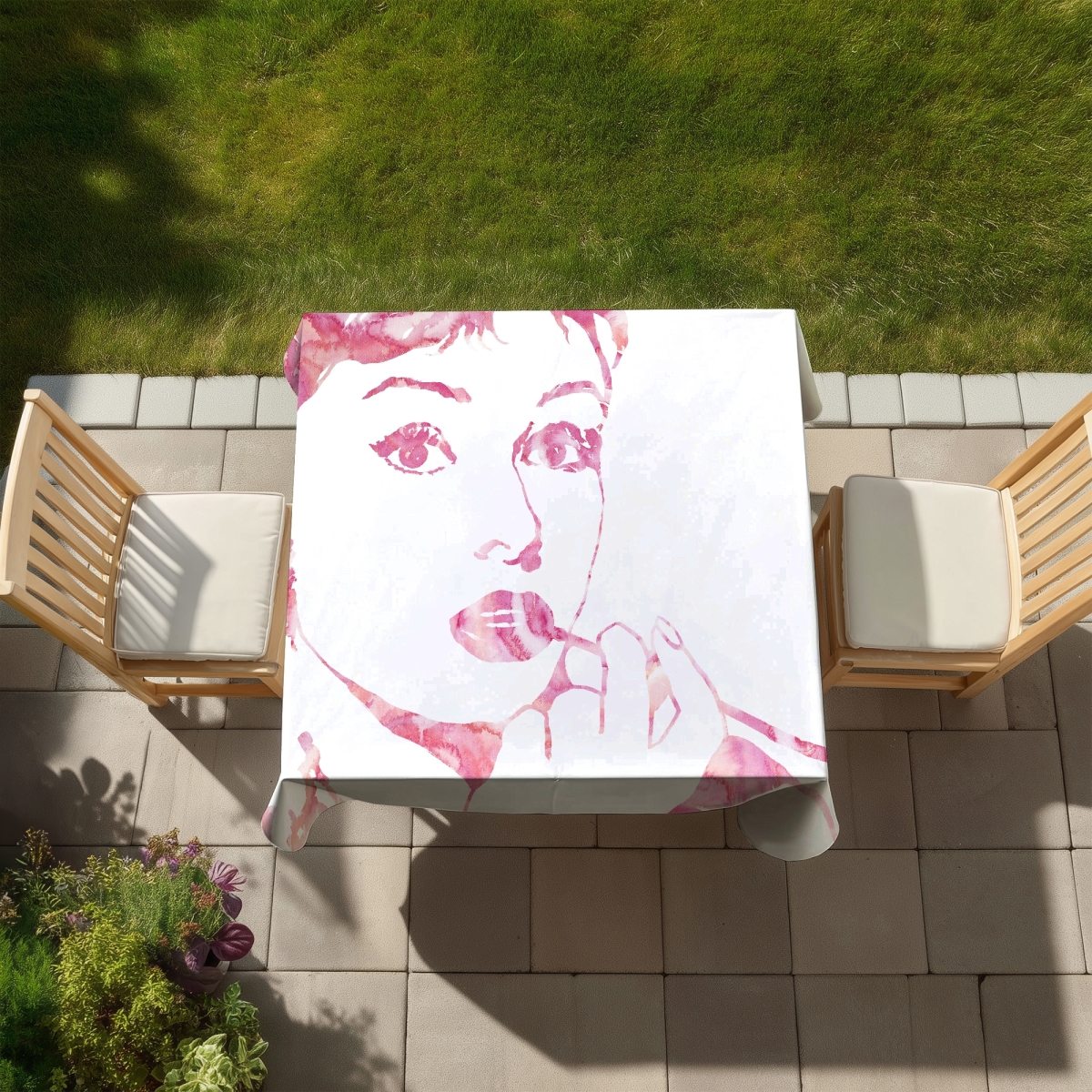 Picture of Begin Home Decor C1TC5858CDFFHY 58 x 58 in. Glamor Audrey Hepburn Tablecloth - Figurative Bedroom Decor