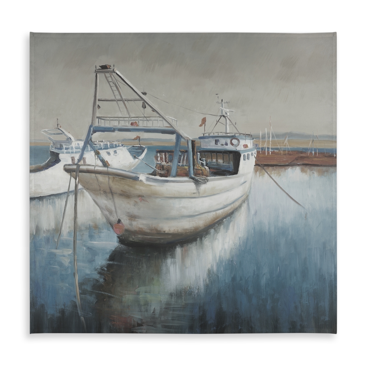 Picture of Begin Home Decor C1TC5858LQQ009 58 x 58 in. Fishing Boat Tablecloth - Blue Marine Indoor & Outdoor Decor