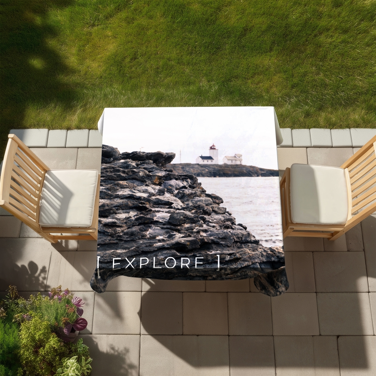 Picture of Begin Home Decor C1TC5858NXHDIA 58 x 58 in. Explore Beach Marine Tablecloth - Indoor Outdoor Home Decor