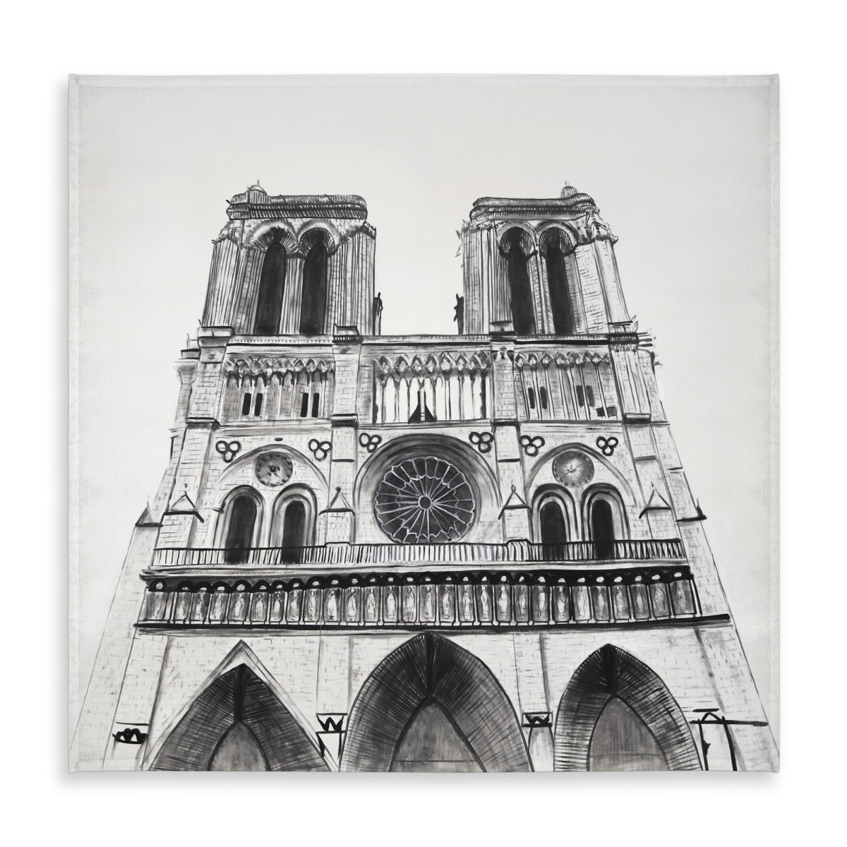 Picture of Begin Home Decor C1TC585858NGDS 58 x 58 in. Notre-Dame De Paris Monochrome Tablecloth - Indoor & Outdoor Decor