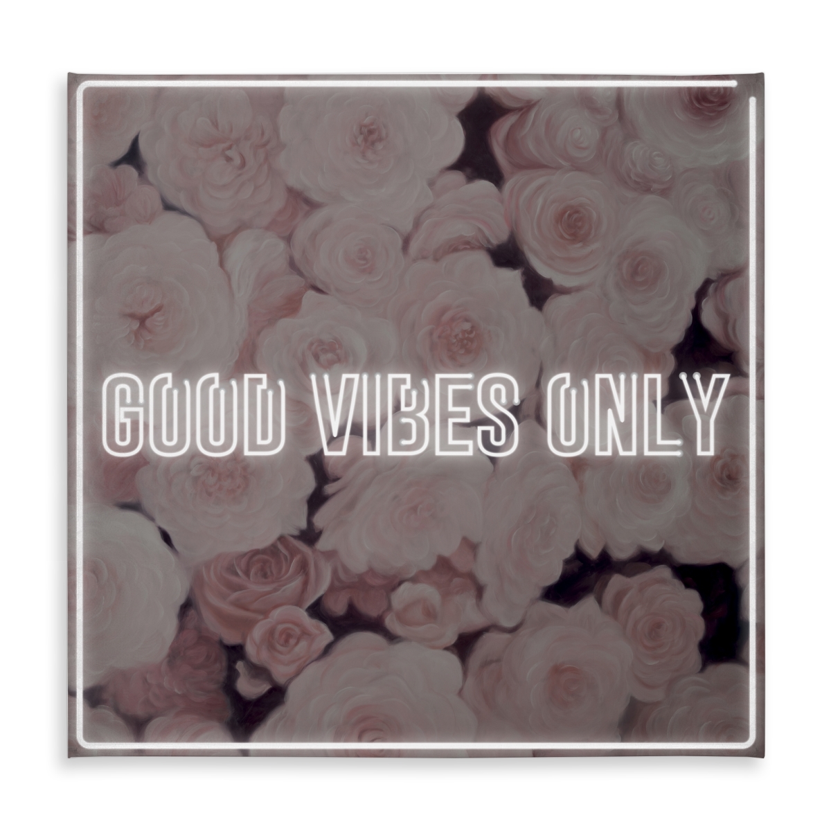 Picture of Begin Home Decor C1TC5858VF8U6I 58 x 58 in. Modern White Tablecloth - Good Vibes Only Roses - Home Decor