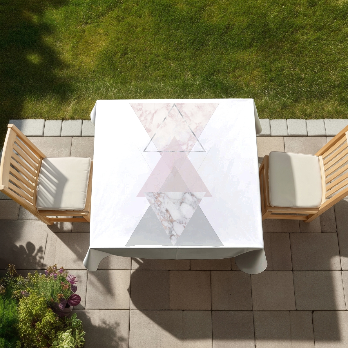 Picture of Begin Home Decor C1TC5858IYQ5ZH 58 x 58 in. Geometric Art Tablecloth - Minimalist Shapes Indoor & Outdoor