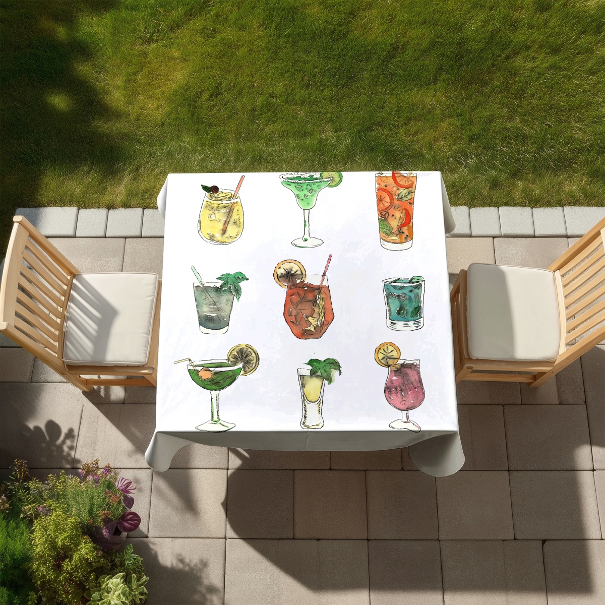 Picture of Begin Home Decor C1TC58582TWNL1 58 x 58 in. Colorful Cocktails Tablecloth - Indoor & Outdoor Home Decor